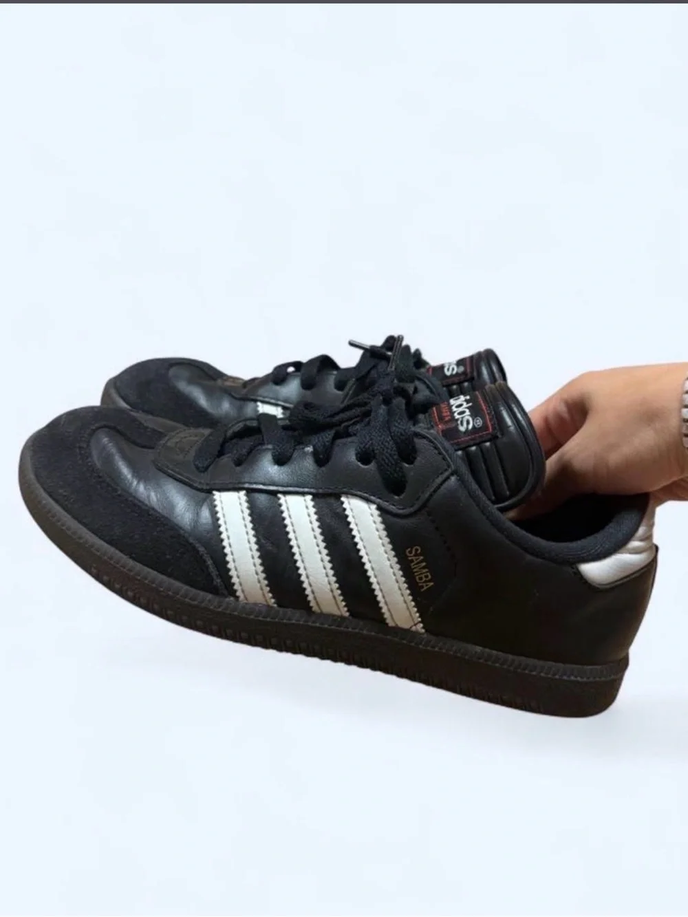 adidas Samba Leather Sneakers in Black and White